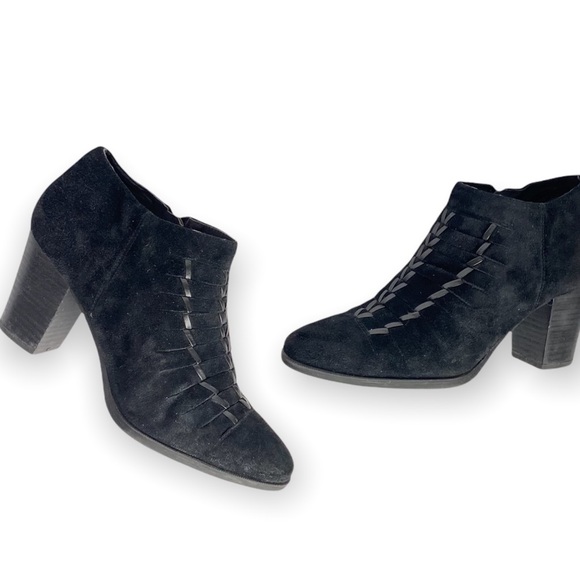 FRANCO SARTO | Dimona Black Suede Ankle Heel Booties - Picture 11 of 11